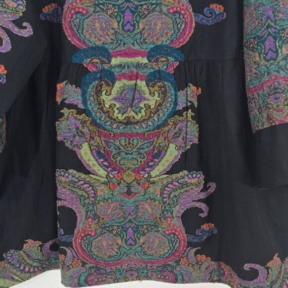 Soft Surroundings Tapestry Black Kimono Wool Jacket Boho Eclectic Artisan, 3X - Picture 9 of 13